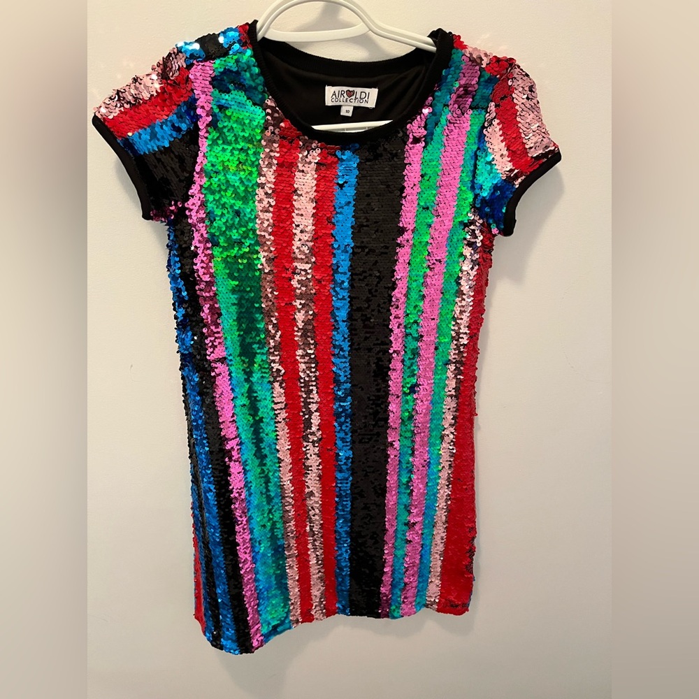 Airoldi Colorful Sequin Stripe Girls' Dress - Multicolor